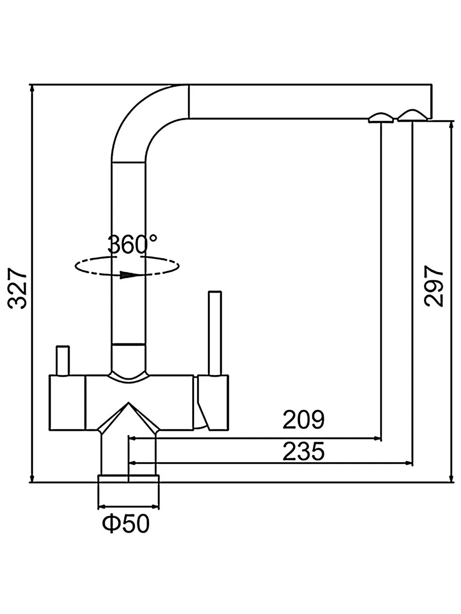 Смеситель для кухни с подключением под фильтр FRAP F43899-36 — фото 1