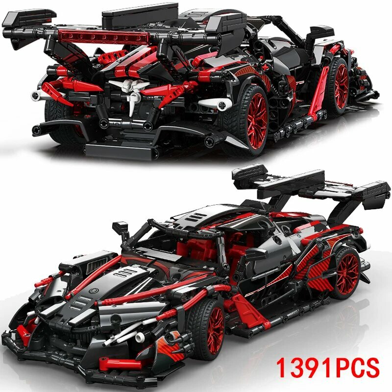 Высокотехнологичный экспертный суперскоростной автомобиль Champions MOC City 1391 шт. 1337 шт. модель гоночного автомобиля строительные блоки кирпичи DIY игрушки для мальчика, Черный, Унисекс