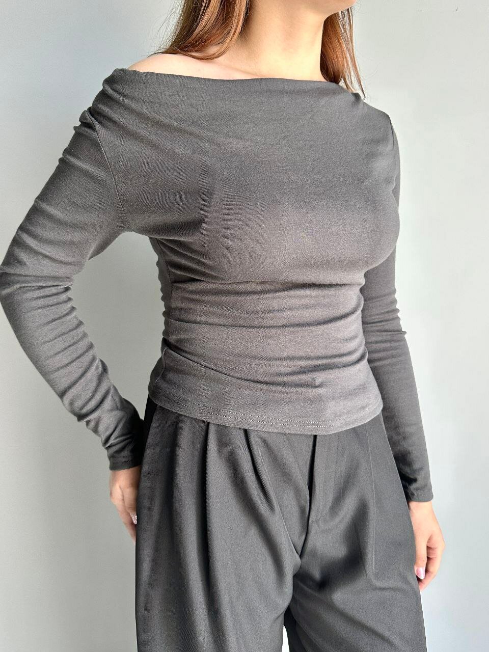 Лонгслив INK Чёрный, серый, бежевый, размер Std, , чёрный — фото 1