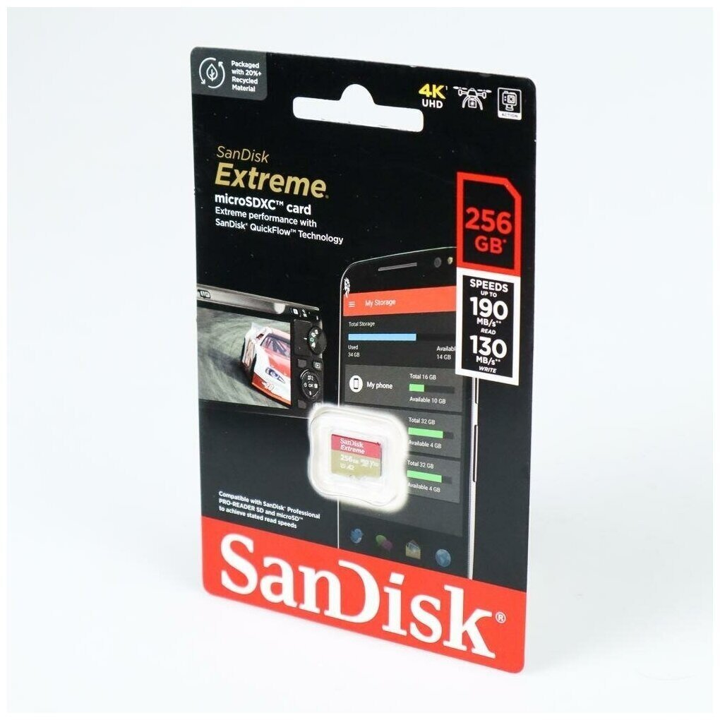 Карта памяти SanDisk MicroSDXC 256 GB Extreme - micro sd 256 Гб — фото 1
