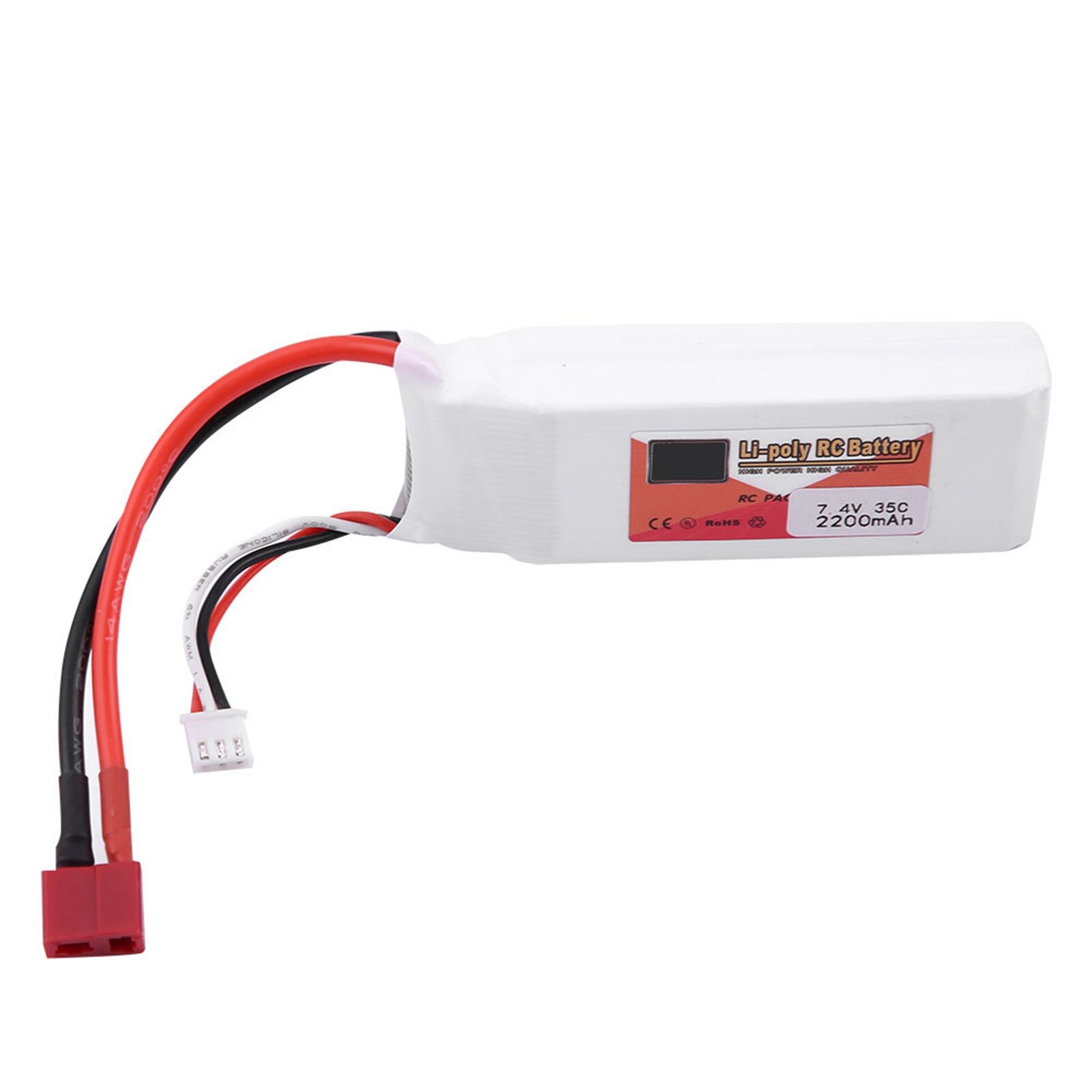 Аккумулятор LiPo 7,4 В 2200 мАч 35C 2S, перезаряжаемый, с Т-образным разъемом, высокая скорость разряда для радиоуправляемых машин, дронов и самолетов
