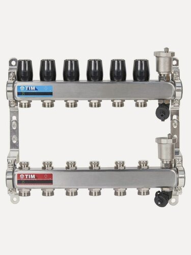 Изображение товара Коллектор 6 контуров для отопления, TIM, KBS5006