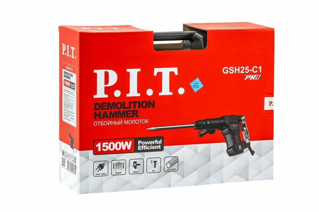 Молоток отбойный SDS-MAX электрич. P.I.T. GSH25-C1 (1500Вт 20дж 4100 уд/мин 12 полож. зубила)