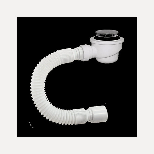 Изображение товара Сифон для душевого поддона орио, 1 1/2 х 50, высота h=78 мм, пластик/хром, с гибкой трубой 40-50,