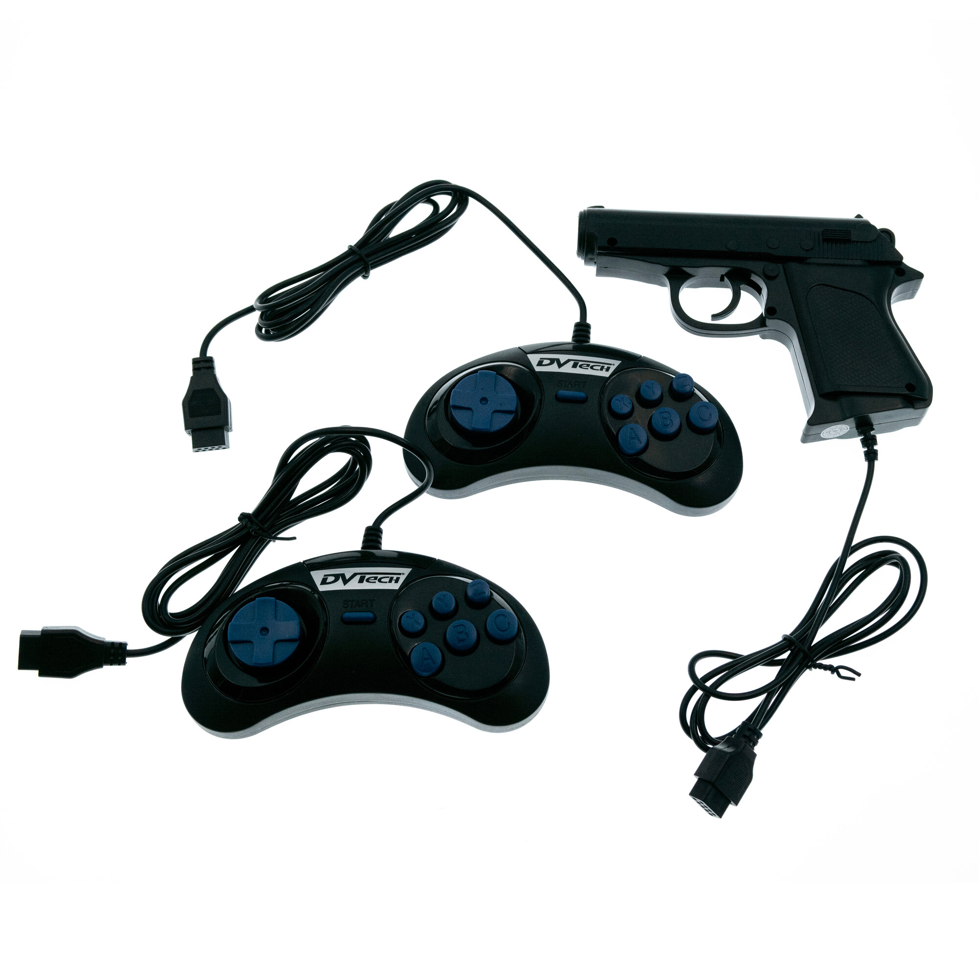Джойстики черные DVTech + Cветовой пистолет для приставок 8-бит