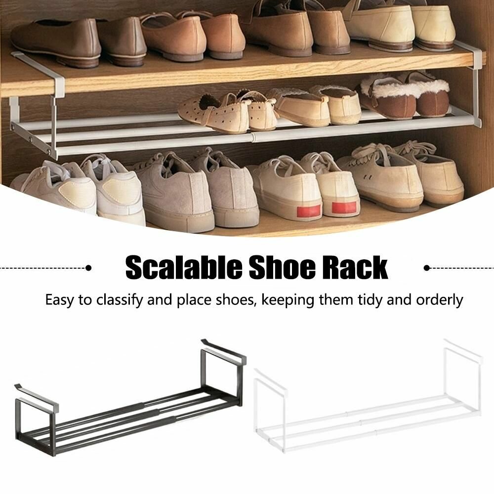 Изображение Раздвижной органайзер для обуви, подвесная полка под шкаф, выдвижная этажерка для хранения обуви, экономия пространства