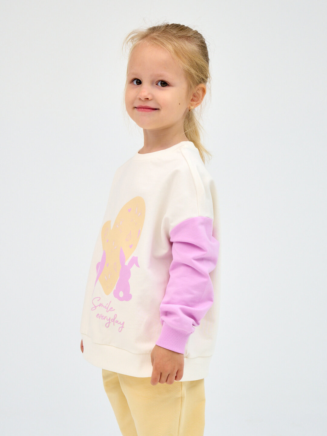 Толстовка neo, размер 104, белый/сиреневый — фото 1