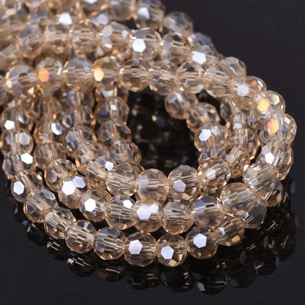 Круглые граненые бусины Dreamzeal из стекла AB цвета 3-8 мм Light Champagne AB 8mm 72pcs