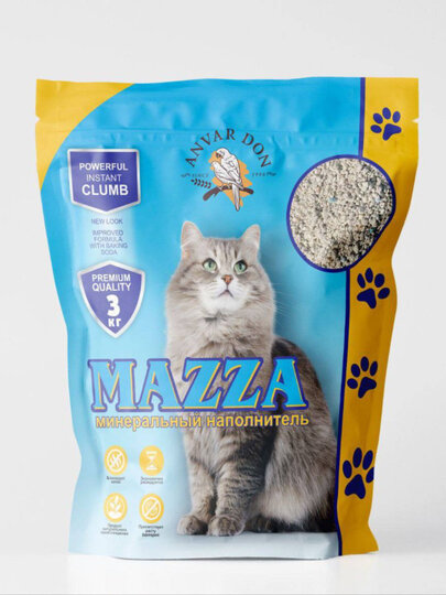 Минеральный наполнитель для кошек "МАЗЗА," 3 кг Анвар дон