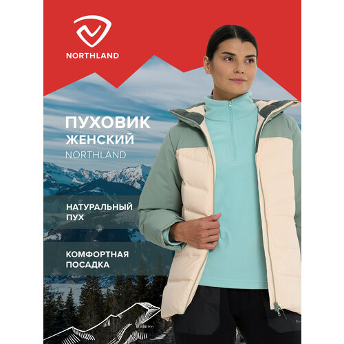 фото Пуховик northland tauern women's hiking down jacket, размер 44, бежевый/зеленый