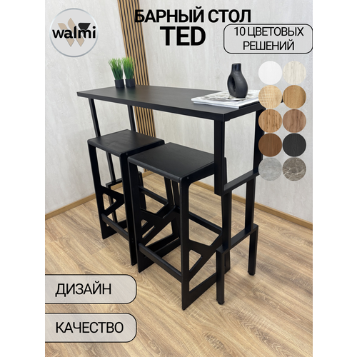 фото Стол барный ruby ted 121х40 (черный), барная стойка loft, основание металл 40х20 ручной работы walmi