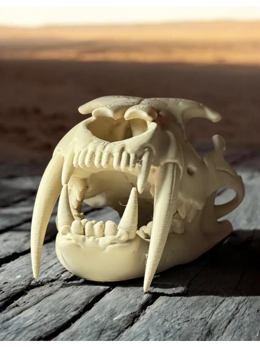 Фигурка Череп Саблезубый Тигр цвет кость 3D печать готическая — фото 1
