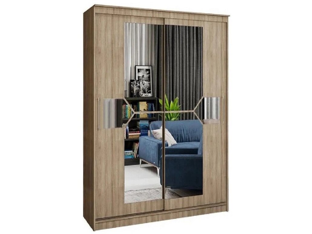 Шкаф купе для спальни зеркальный Элегант 17м ясень шимо 1700х2200х650мм