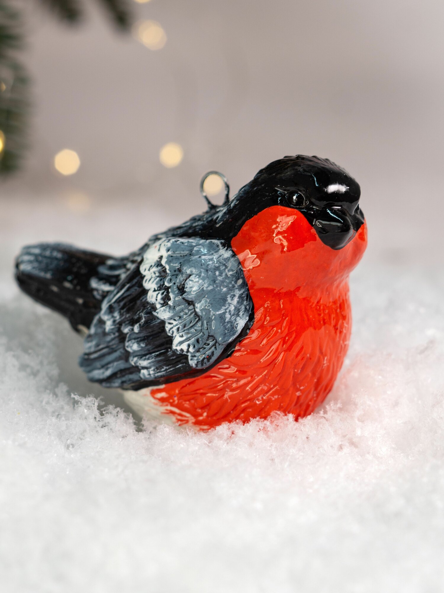 Елочное украшение ручная роспись Снегирь 7,4 см