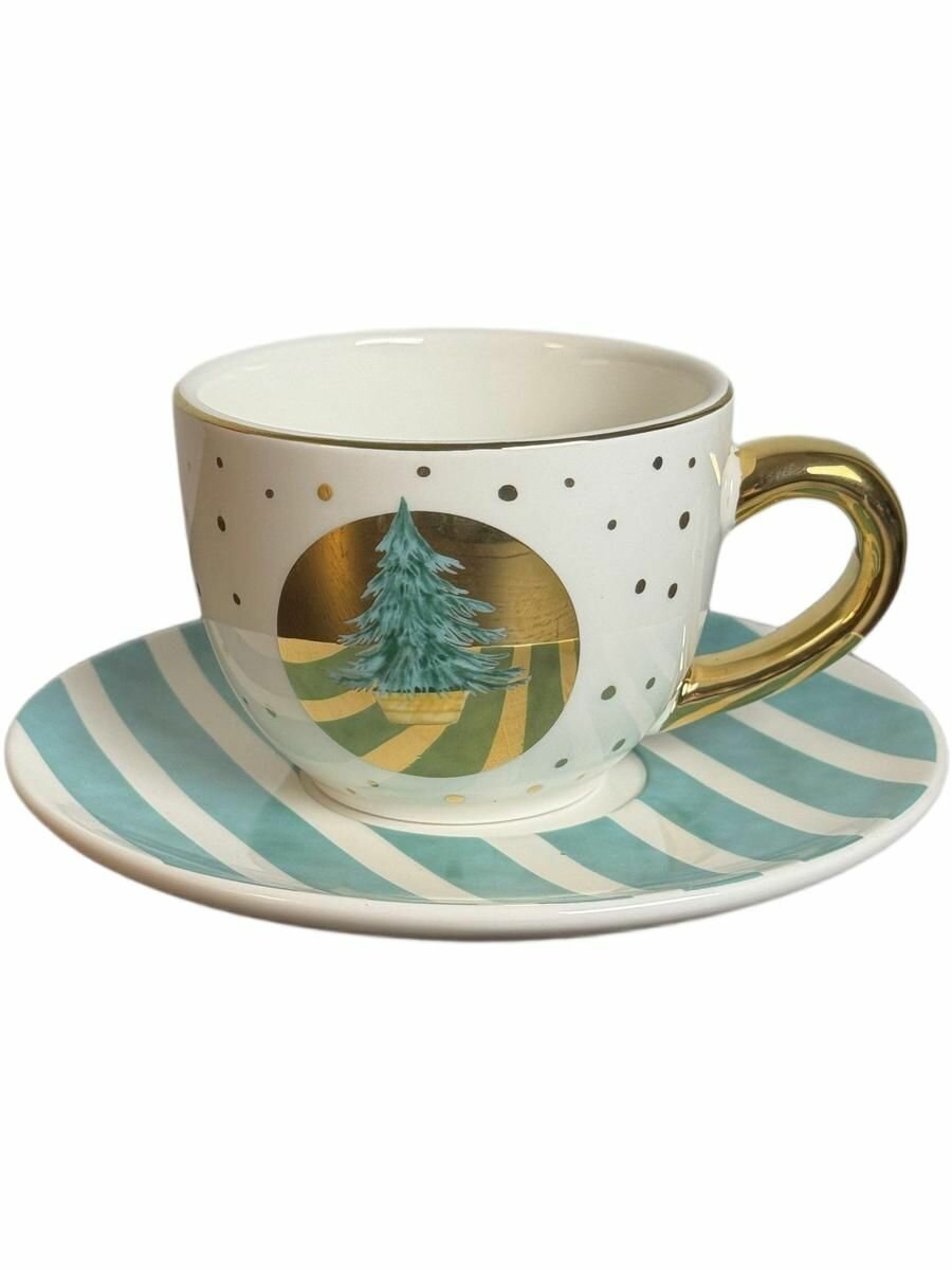 Чашка с блюдцем новогодняя 250 мл.