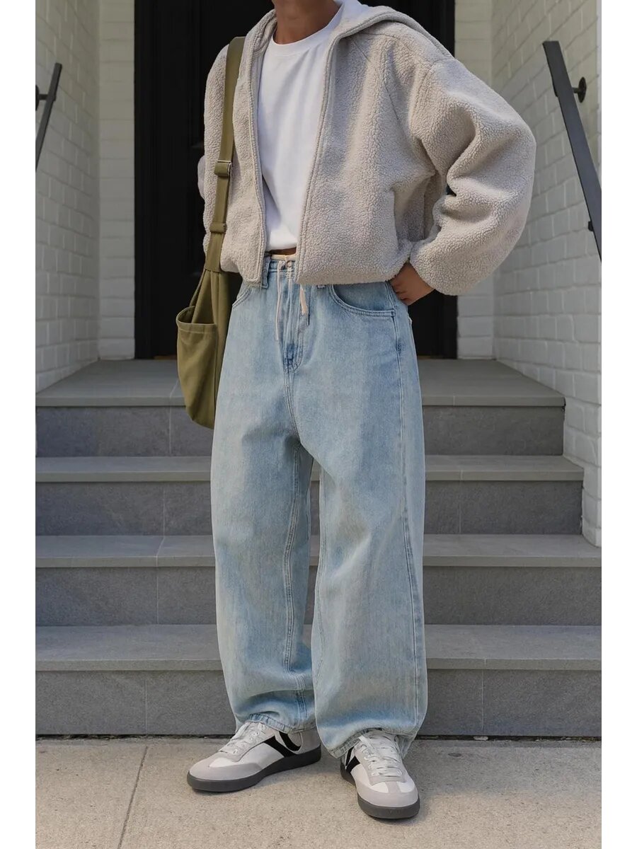 Джинсы багги NEZEVAI, размер 50-52, голубой