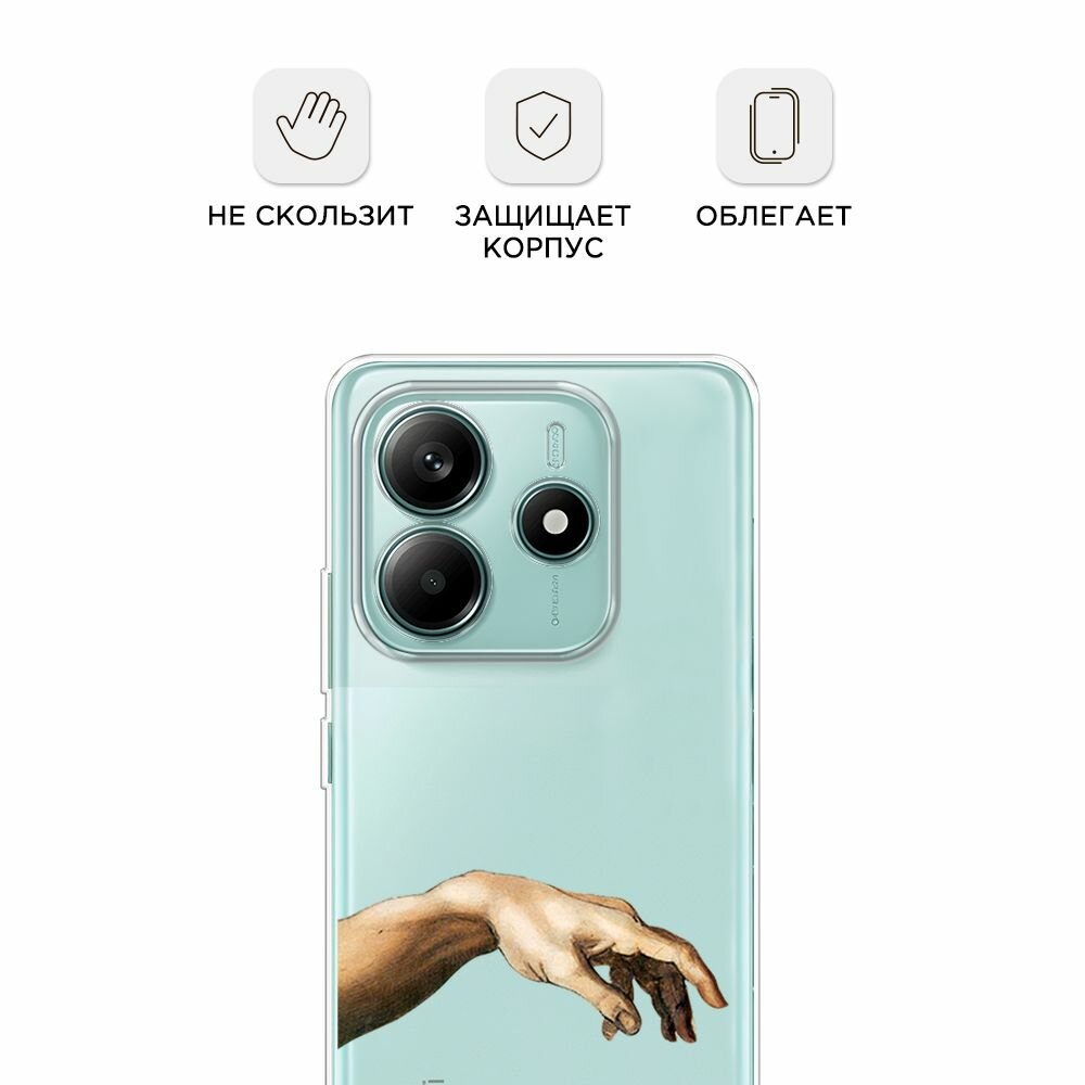 Чехол на Xiaomi Redmi Note 14 4G / Редми Нот 14 4G с принтом Creazione di Adamo 1, прозрачный — фото 1