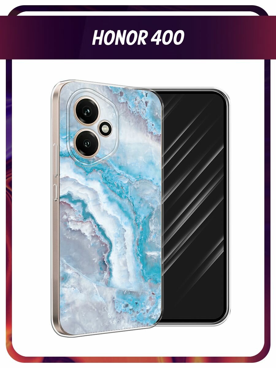 Чехол на Honor 400 / Хонор 400 с принтом "Нежно-голубой мрамор"
