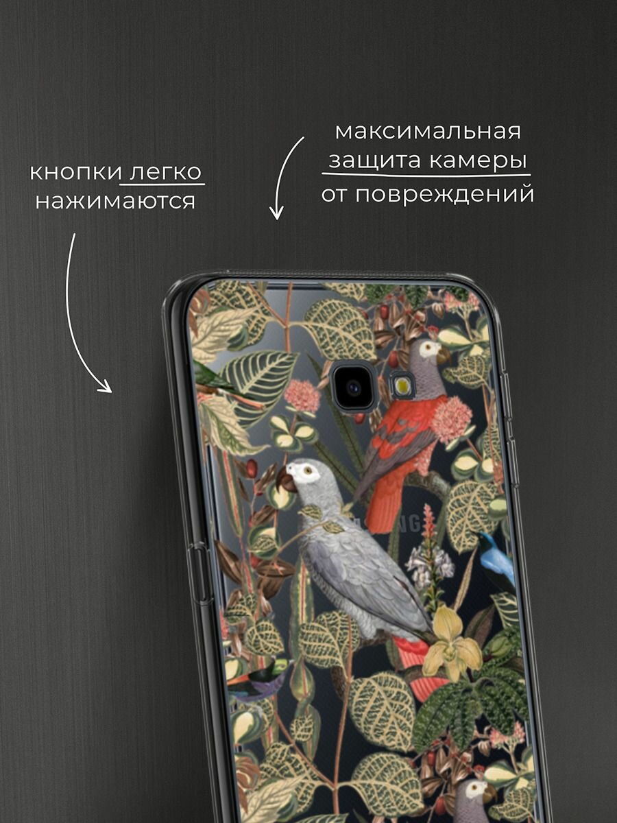 Чехол на Samsung Galaxy J4 Plus 2018 / Самсунг J4 Plus 2018 с принтом "Tropical pattern", прозрачный — фото 1