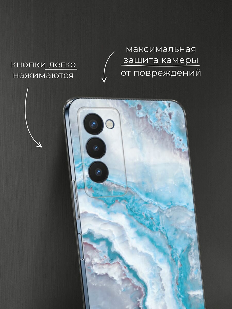 Чехол на Tecno Camon 18P / Техно Камон 18Р с принтом "Нежно-голубой мрамор" — фото 1