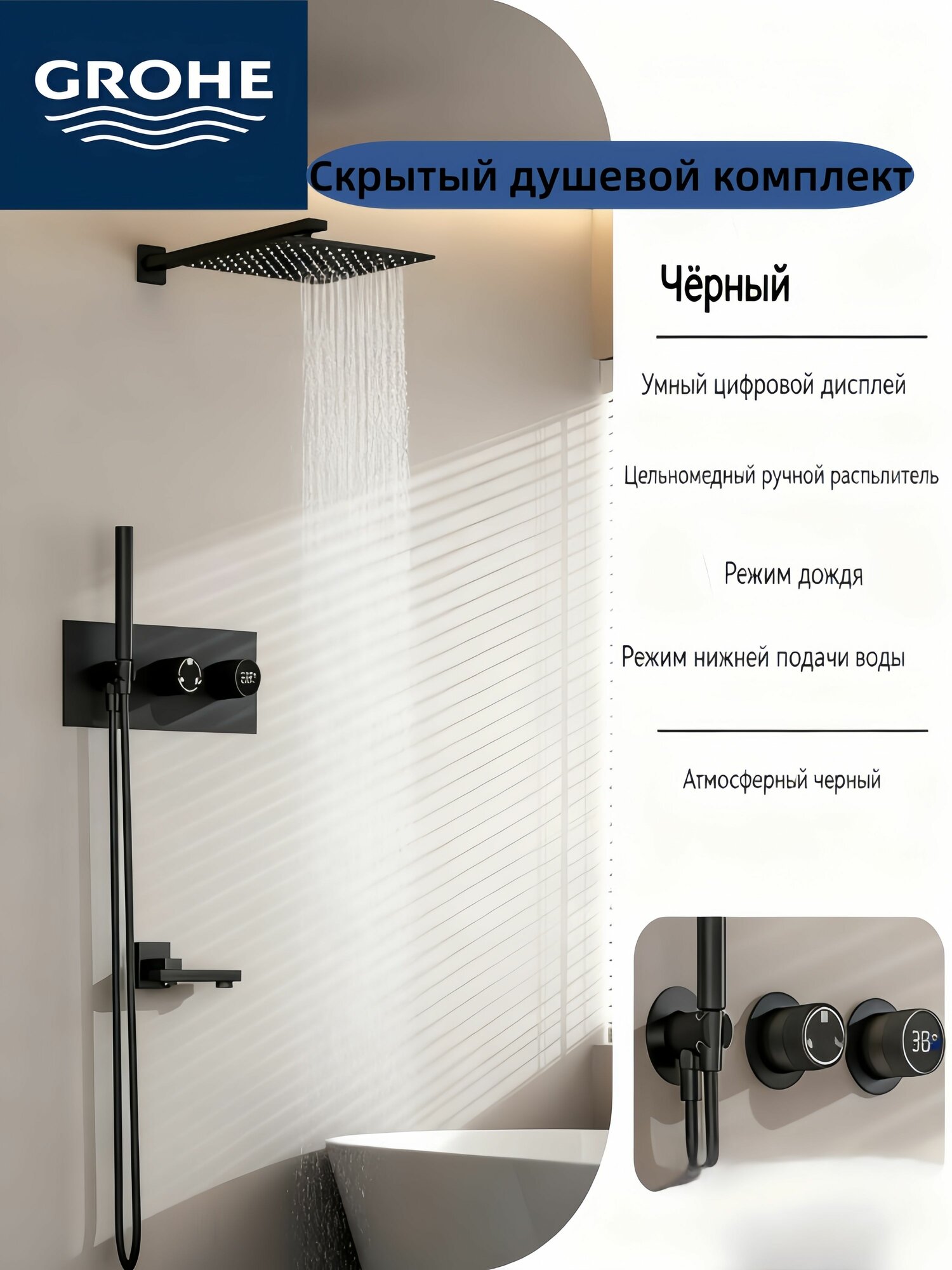 GROHE настенный душевой набор скрытый встраиваемый душ в коробку душевой комплект