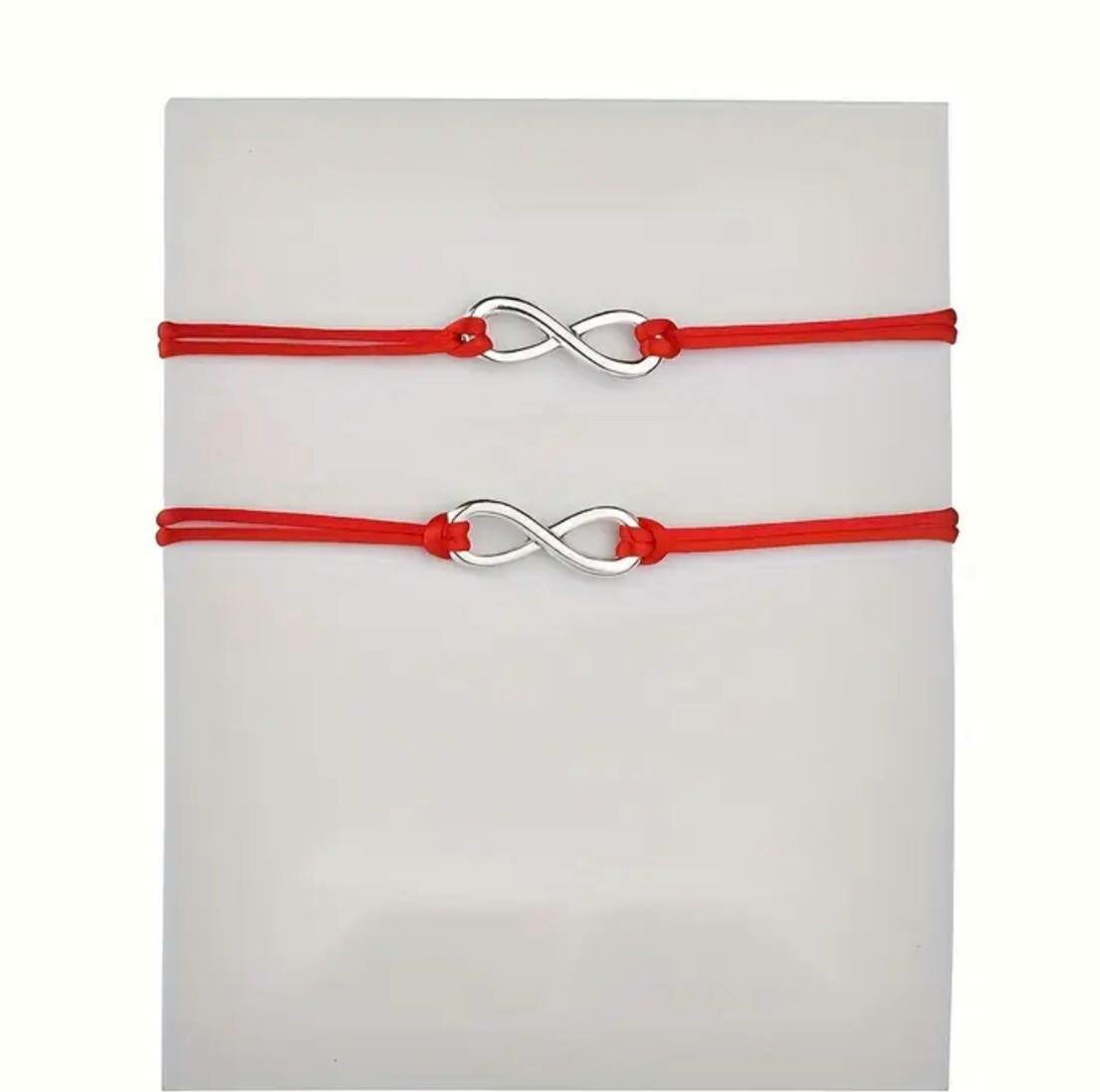 Браслет-нить, размер 19 см, размер L, красный — фото 1