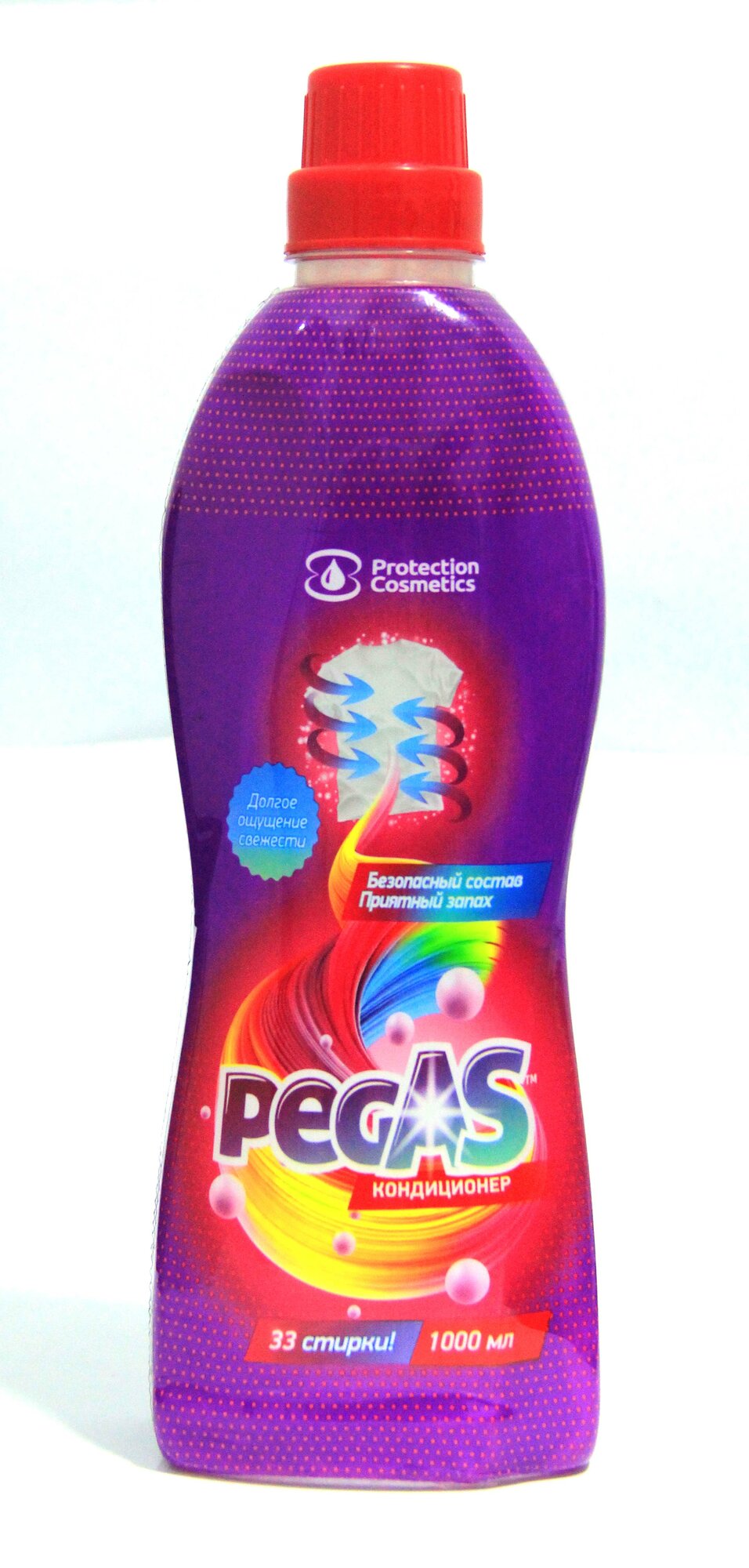 Кондиционер для белья Pegas, 1л, 33стирки, для всех типов тканей