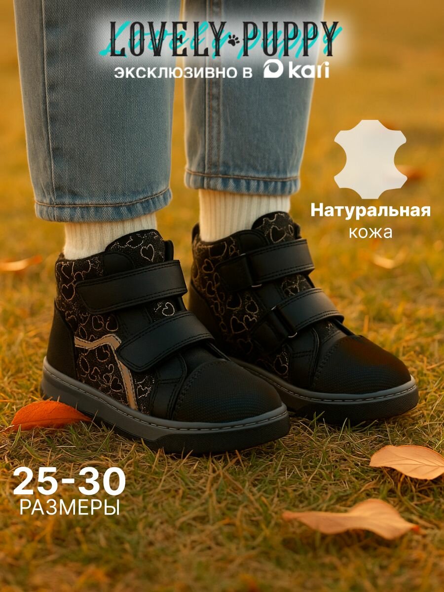 Ботинки Lovely Puppy размер 25 Р. - 155 СМ черный/серебро