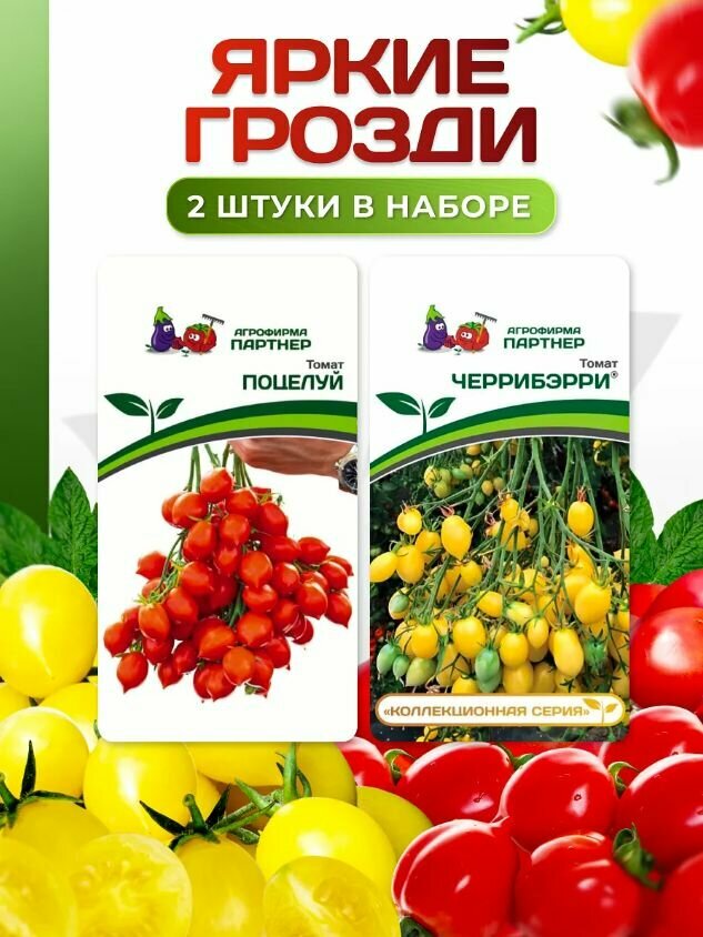 Семена набор от Агрофирма Партнер   Яркие грозди  Томаты Поцелуй  Черрибэрри