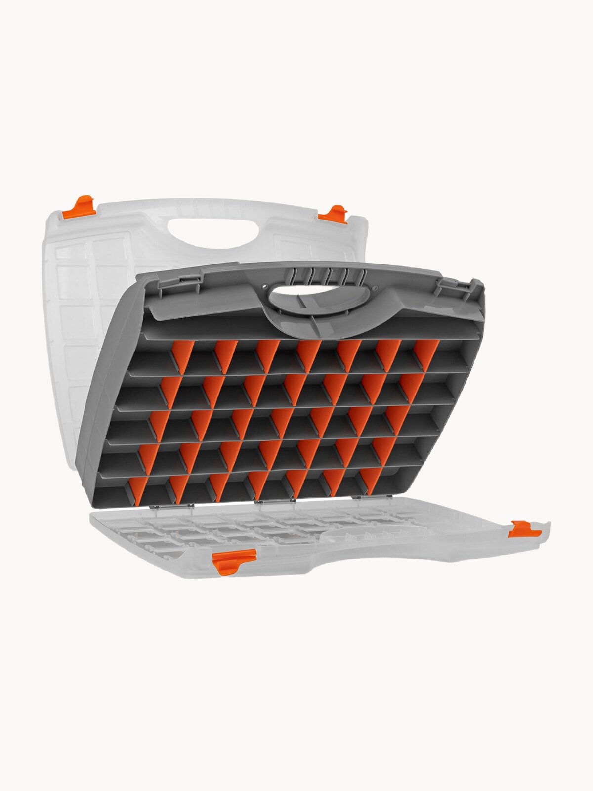 Органайзер для инструментов двухсторонний Stels, 425 х 330 х 85 мм, пластик, регулируемые секции, защелки и ручка, 90710