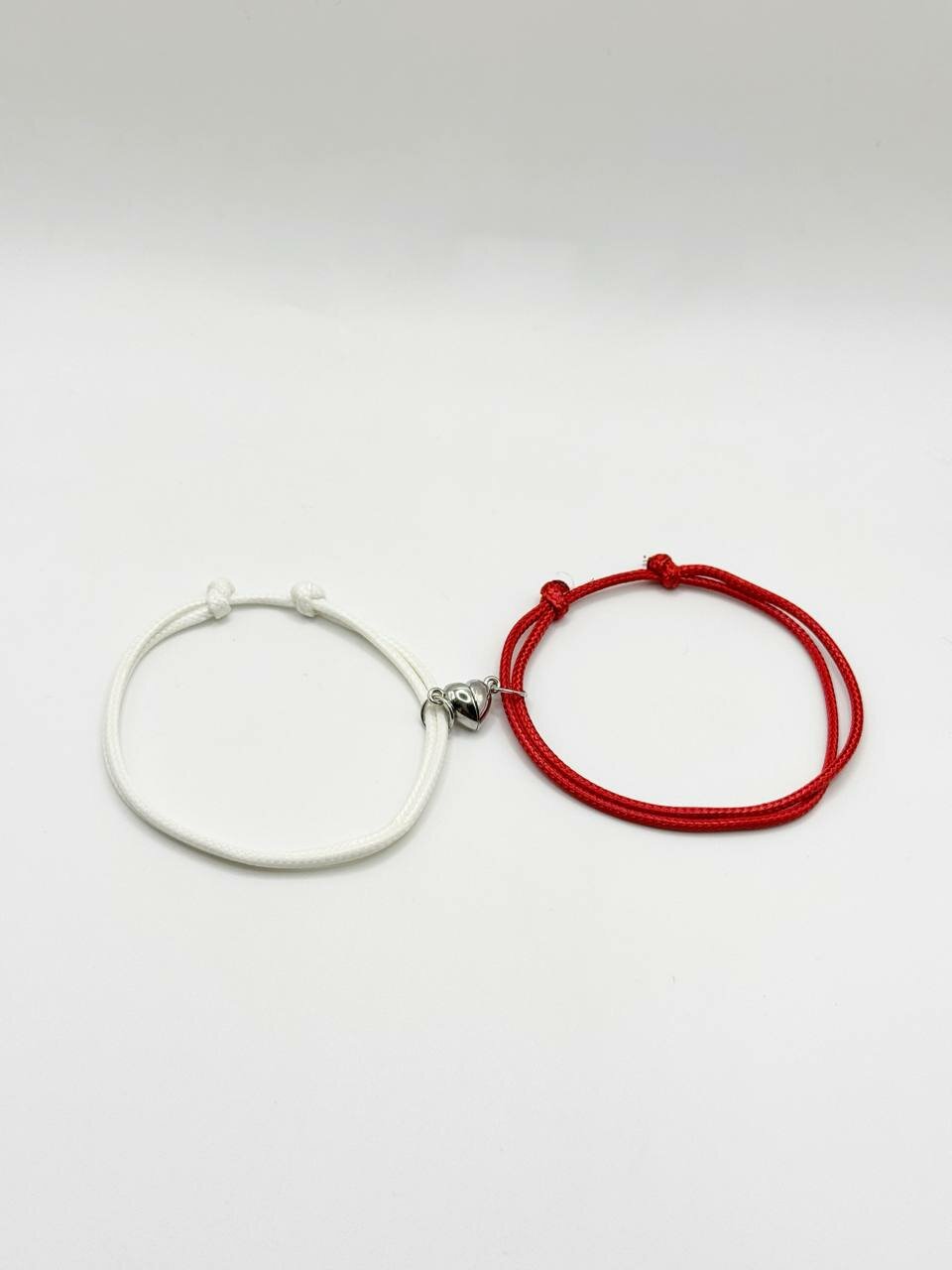 Браслет-бэнгл, 2 шт., размер 19 см, диаметр 19 см, белый, красный — фото 1