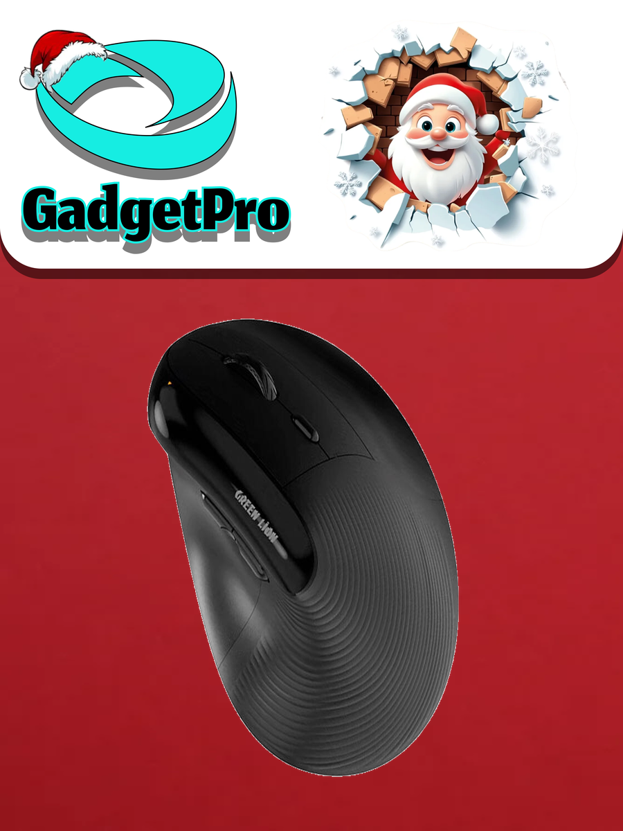 Вертикальная мышь Green Lion Ergo Grip - Black: эргономичная, беспроводная, для правой руки, современный дизайн.