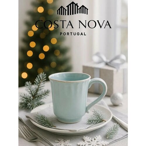 фото Кружка, чашка с ручкой голубая costa nova "alentejo turquoise" 320 мл. ударопрочная, профессиональная керамика.
