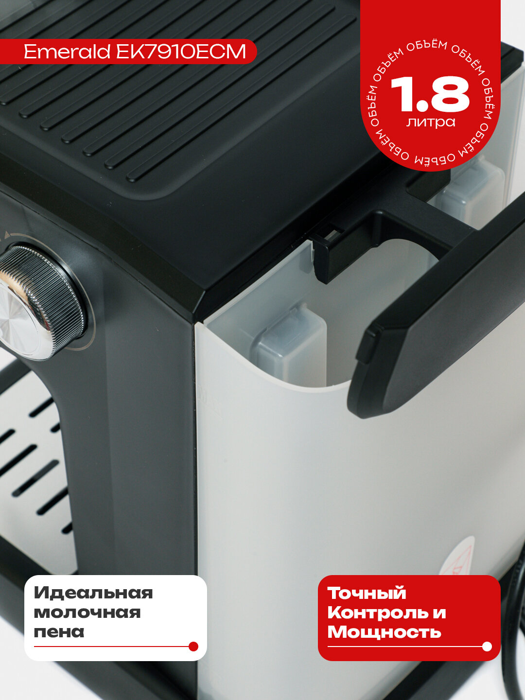 Электрическая кофемашина EMERALD EK7910ECM , для эспрессо и капучино, съемная декальцинация, черный — фото 1