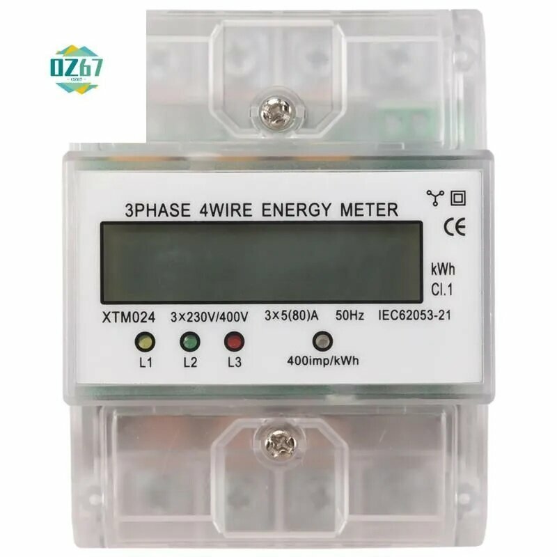 (J T N E) 3-фазный 4-проводный счетчик энергии 220 / 380V 5-80A Потребление KWh метр Установка на DIN-рейку Цифровой измеритель мощности