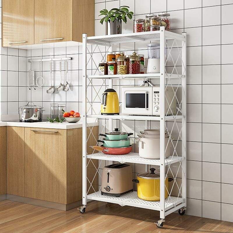 Металлический напольный стеллаж на колёсах — идеальное решение для вашей кухни!