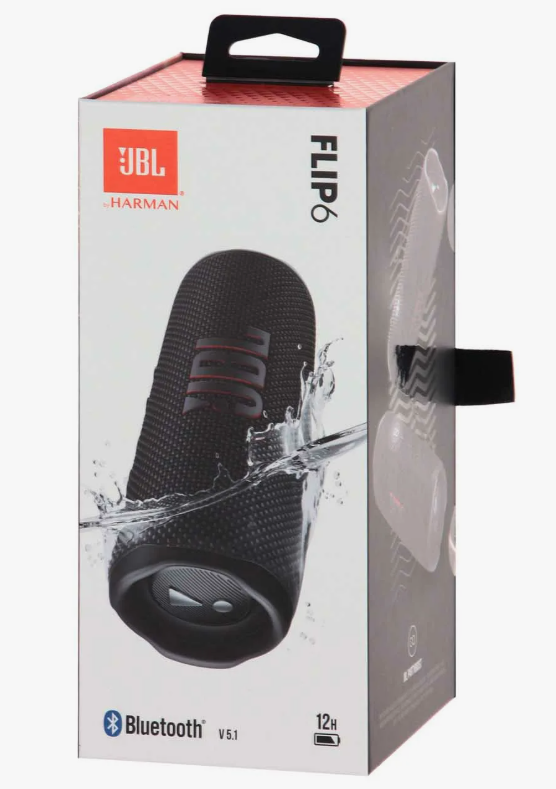 Портативная колонка JB Flip 6 Bluetooth 15W черный IP67 с ремешком