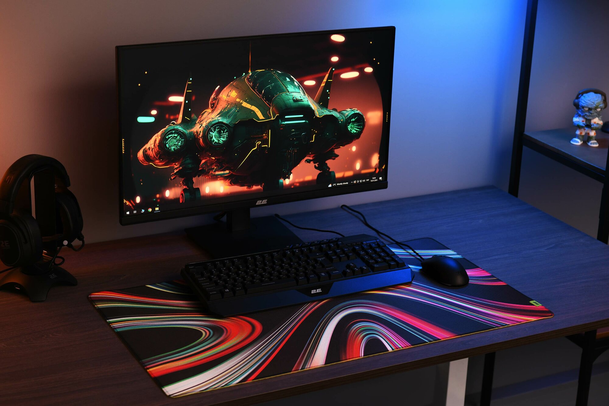 Игровой ковёр для мыши 2E GAMING PRO Speed XL D05, Multicolor, 800×450×3 мм — фото 1