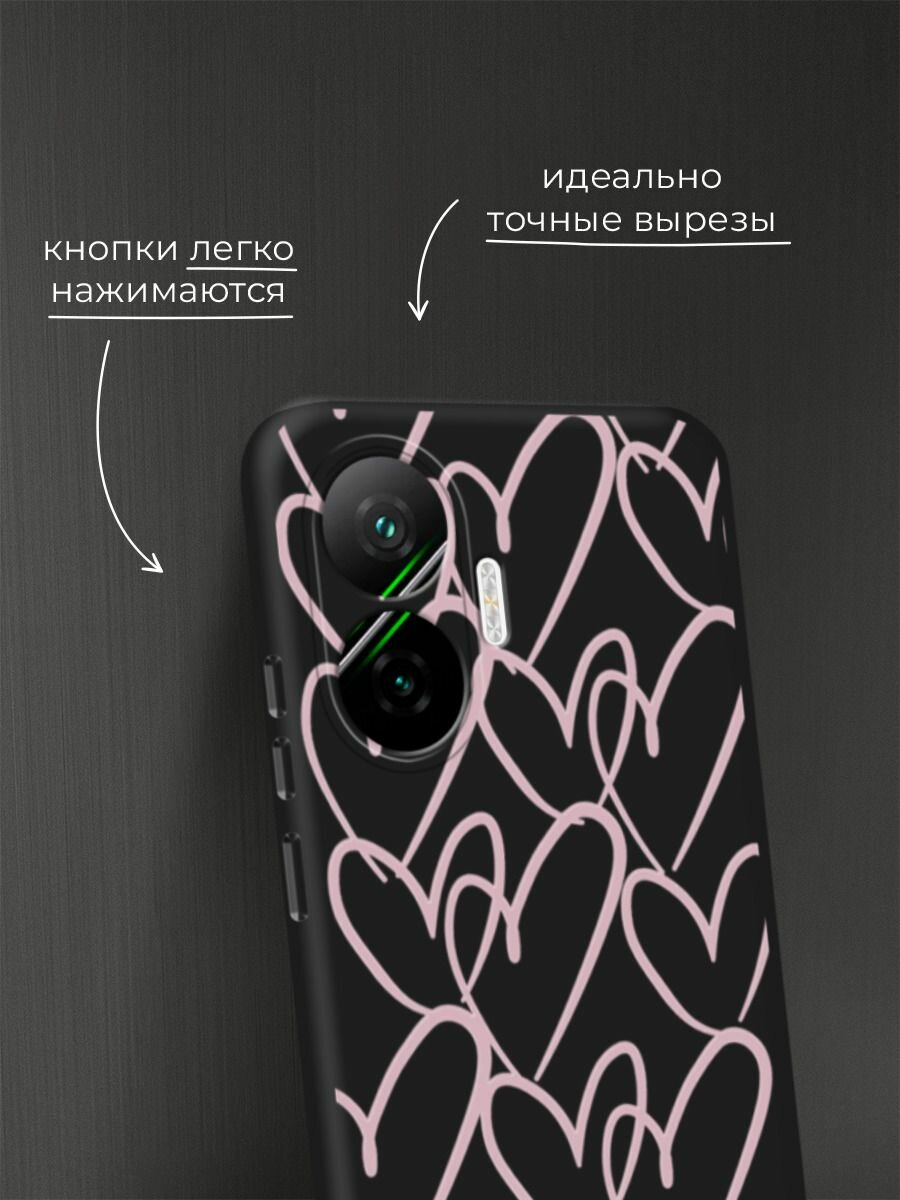 Чехол на Poco F7 / Поко F7 с принтом Hearts doodle pink 1 — фото 1