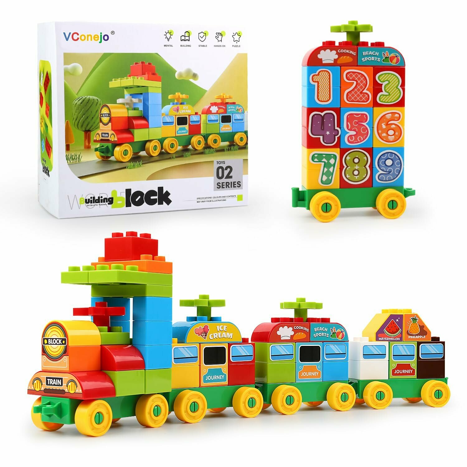 Набор для игры Negi Play Blocks "Number Train", для развития логики и счета