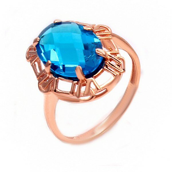 Кольцо тонкое, широкое JEWELIN, красное золото, 585 проба, кварц