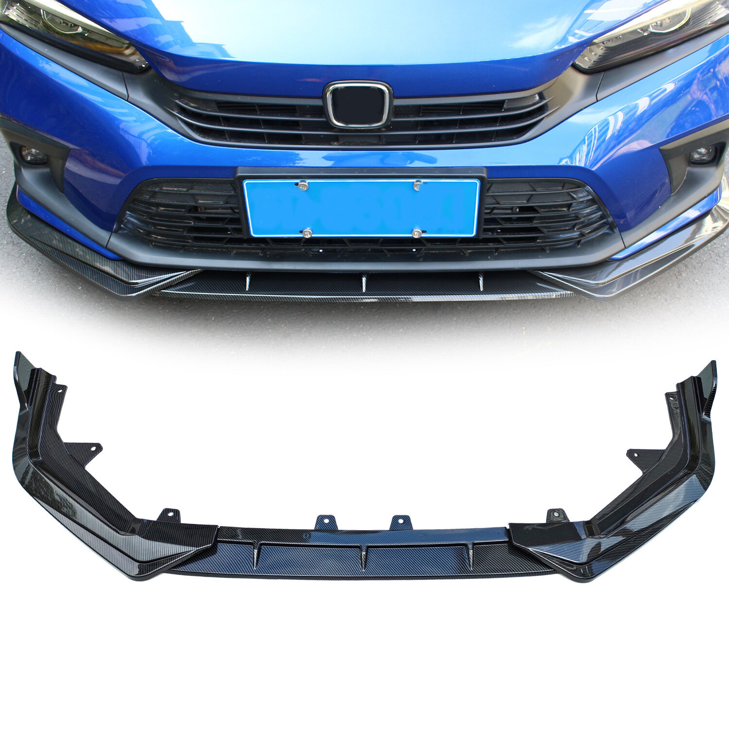 Передний спойлер для Honda Civic 11, накладка на передний бампер, карбоновая текстура