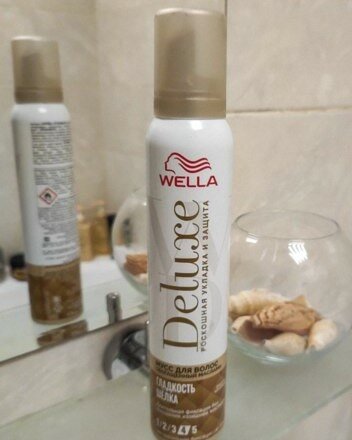 Мусс для волос Wella Deluxe Silky Smooth, для укладки, 200мл — фото 1