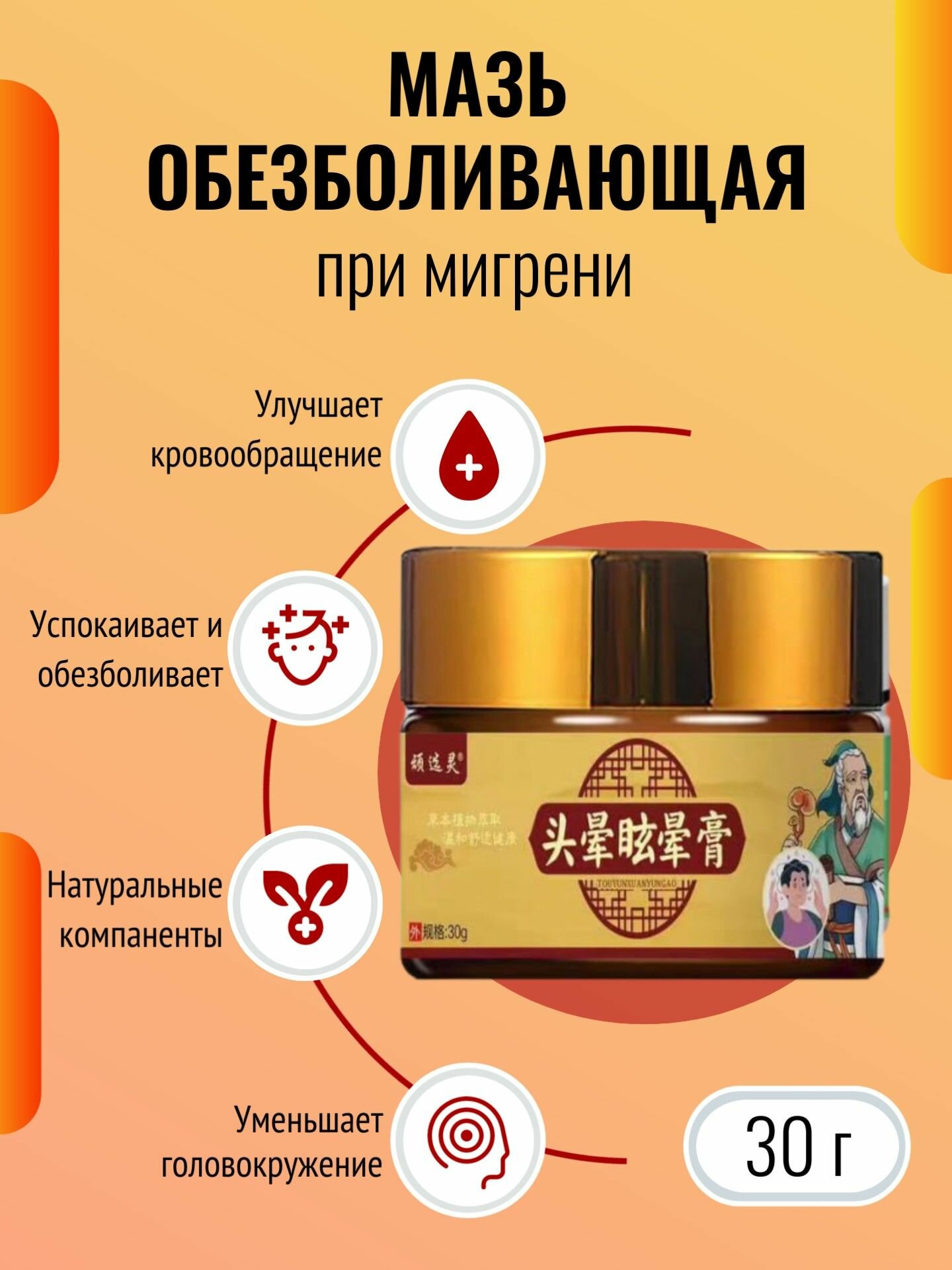 Gucallo Мазь обезболивающая при головных болях 30г