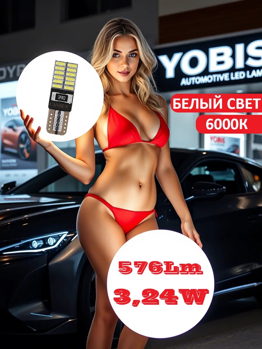 Лампы В Авто Xiaomi Светодиодные лампы LED W5W / T10 |6000K белый свет | CANBUS