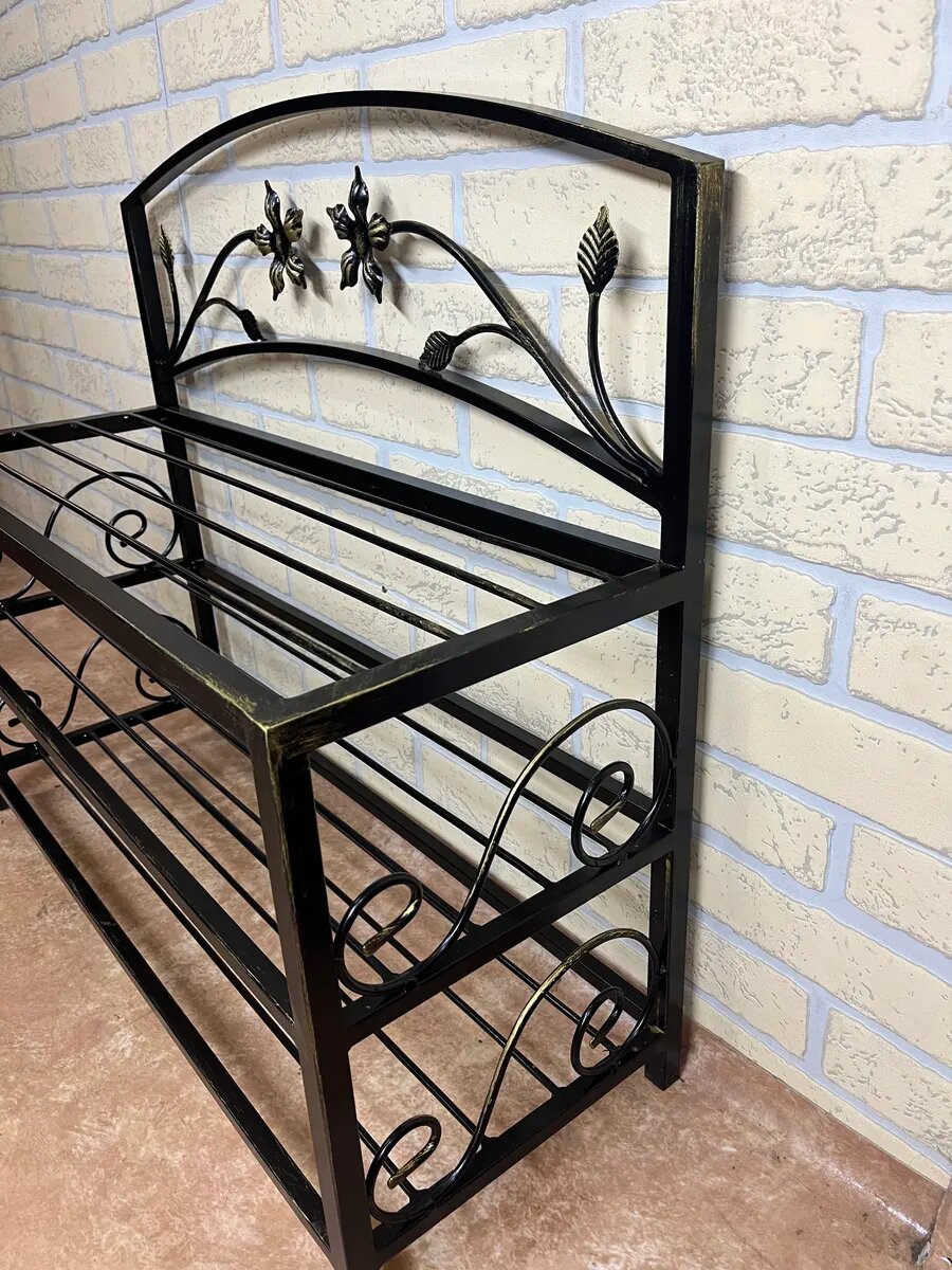 Обувница для прихожей, Студия кованой мебели Нива, цвет патина/бронзовый — фото 1