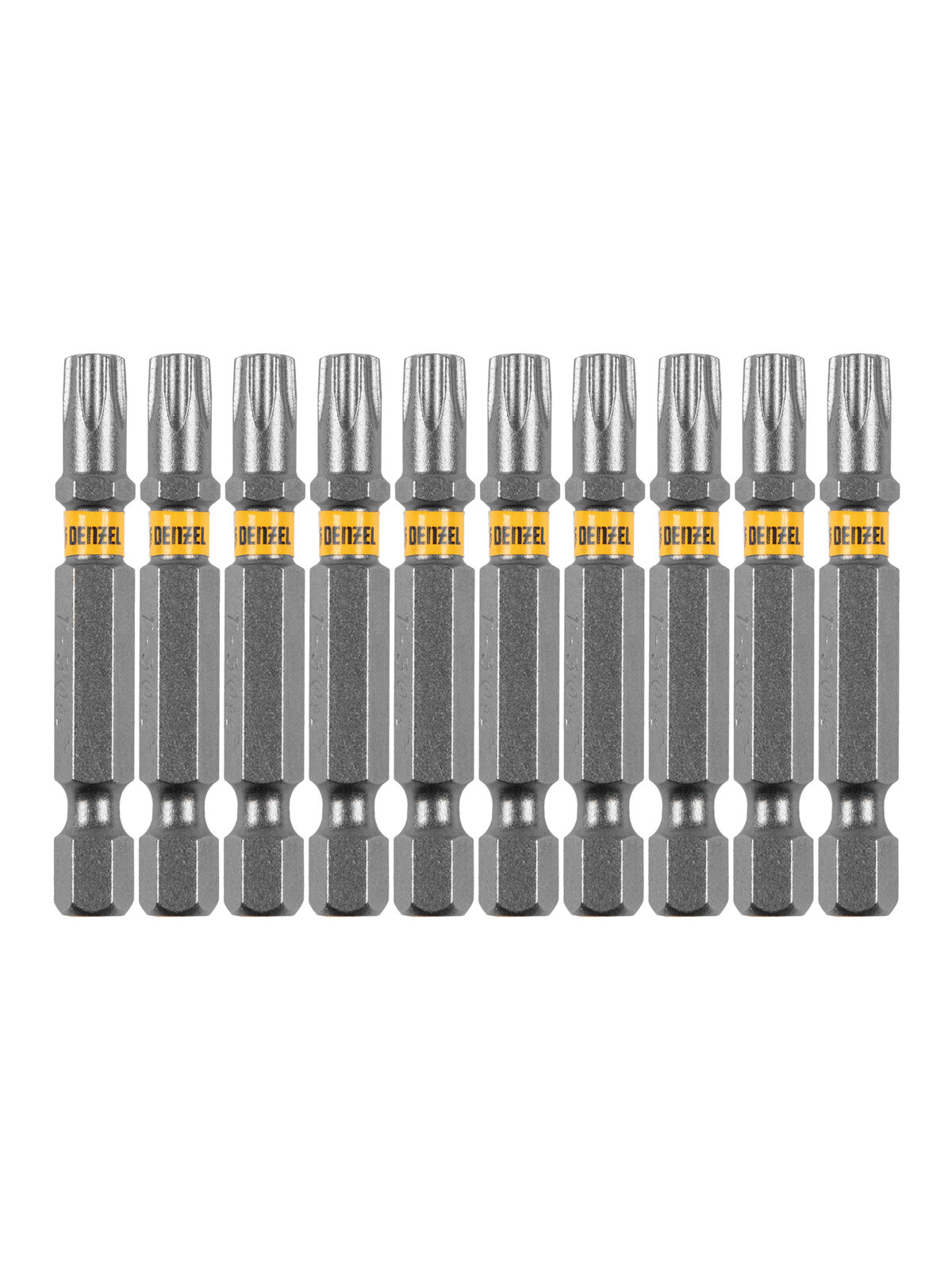Набор бит Denzel TORX 30х50 сталь S2 шестигранный профиль 10 шт 11671
