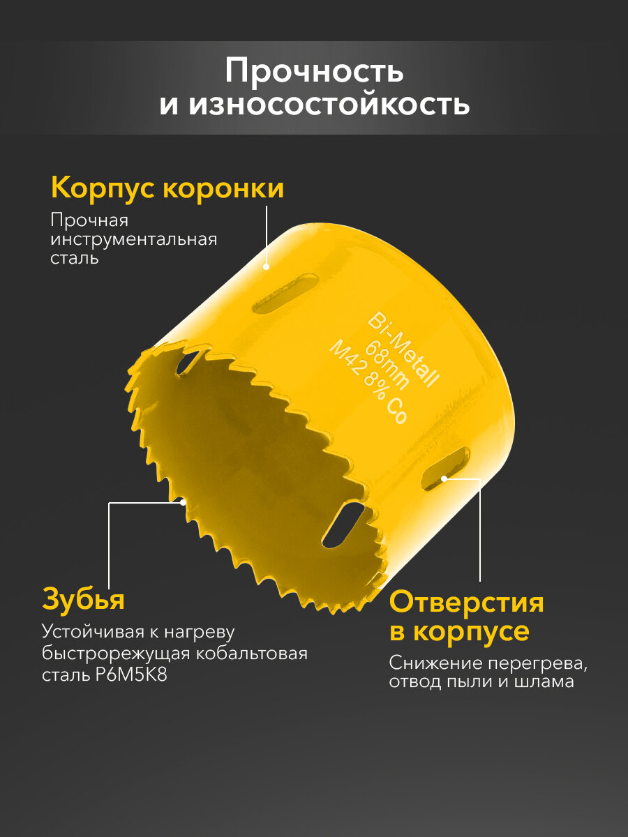 Коронка Bimetal KRANZ, биметаллическая, для гипсокартона, дерева, нержавеющей стали, пластика — фото 1