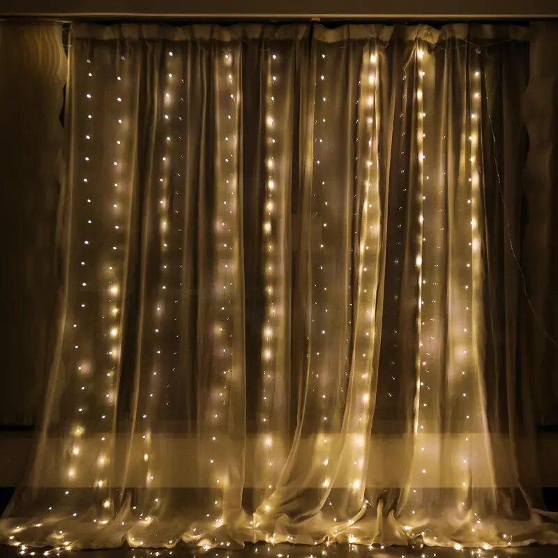 Электрогирлянда Auralight Утренняя роса 3x3 м 300 ламп теплый желтый цвет света 8 режимов работы