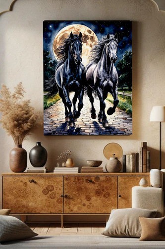 Изображение товара Картина по номерам "Два коня" 40х50 см, хлопковый холст на подрамнике, акрил, Hobby Home